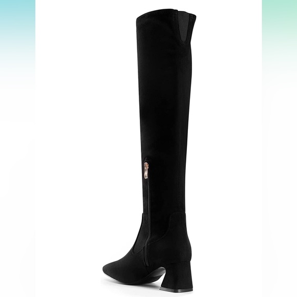 Black Suede Over the Knee Boots Size 7.5 - Picture 8 of 9